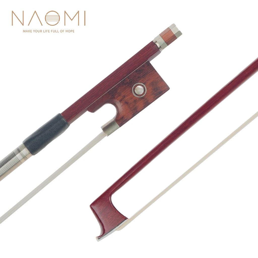 4/4 Size Violin Bow Fiddle  Brazilwood  Natural Horsehair W/ Snakewood Frog Paris Eye Inlay Well Balance naomi german style 4 4 double bass bow brazilwood bow ebony frog w paris eye inlay black mongolia horsehair bow