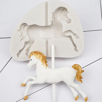 

3D Carousel Horse Shape Silicone Cake Mold Bakeware 3D Silicone Mould For Chocolate Clay Fondant Cake Tools Decorating