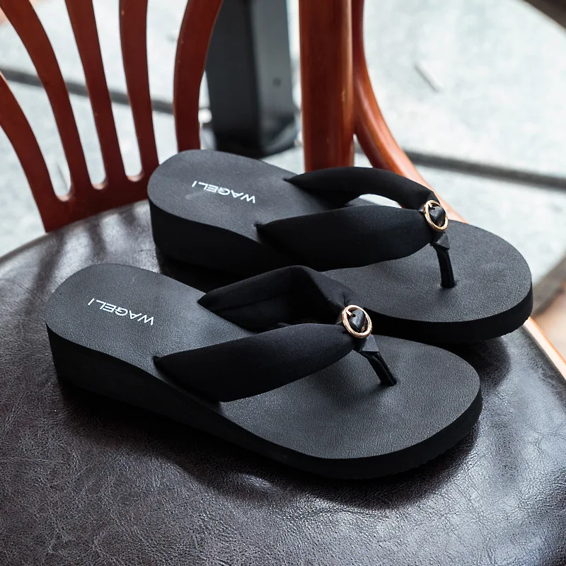 

Flip-flops Women's Summer Slope High Heels Fashion Outer Wear Slippers Bohemian Flip-flop Platform Thick Bottomed Anti-slip Beac