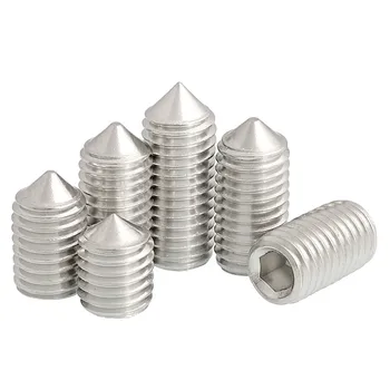 

100pcs Hex Hexagon Socket Set Screw Cone All Cup Point Grub Screw M3 M4 M5 M6 A2 304 Stainless Steel Set Screw Bolt DIN914
