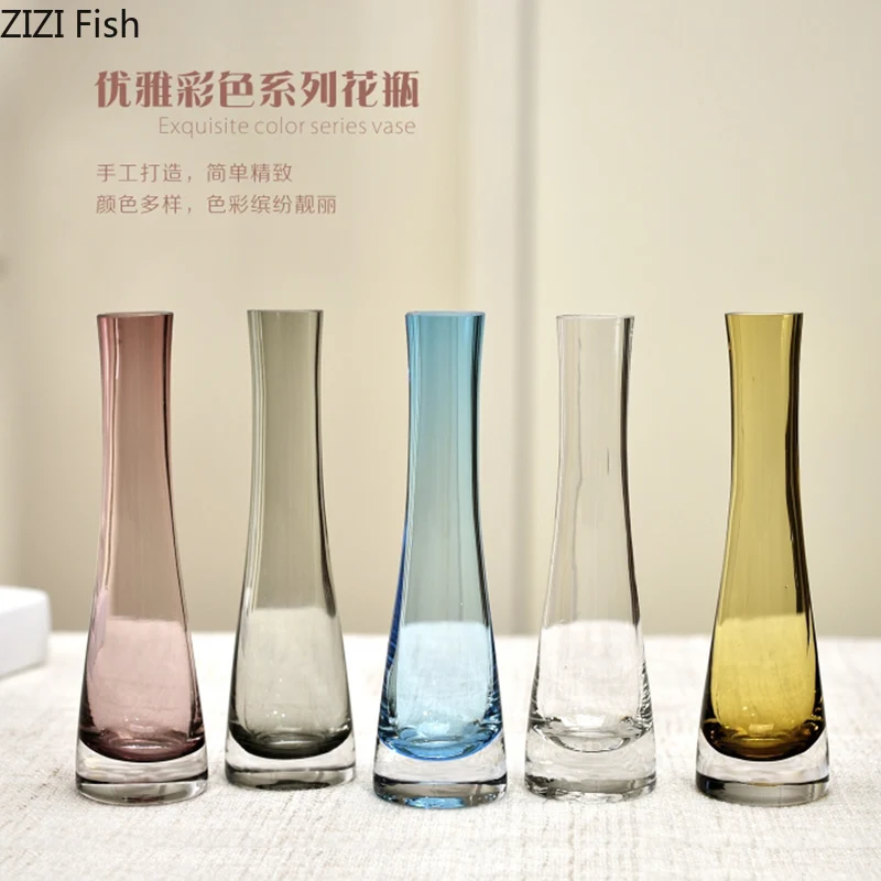 Transparent Glass Vase Creative Oblique Hydroponics Vases for Flowers Artificial Flower Floral Ornaments Desk Home Decor Modern 3