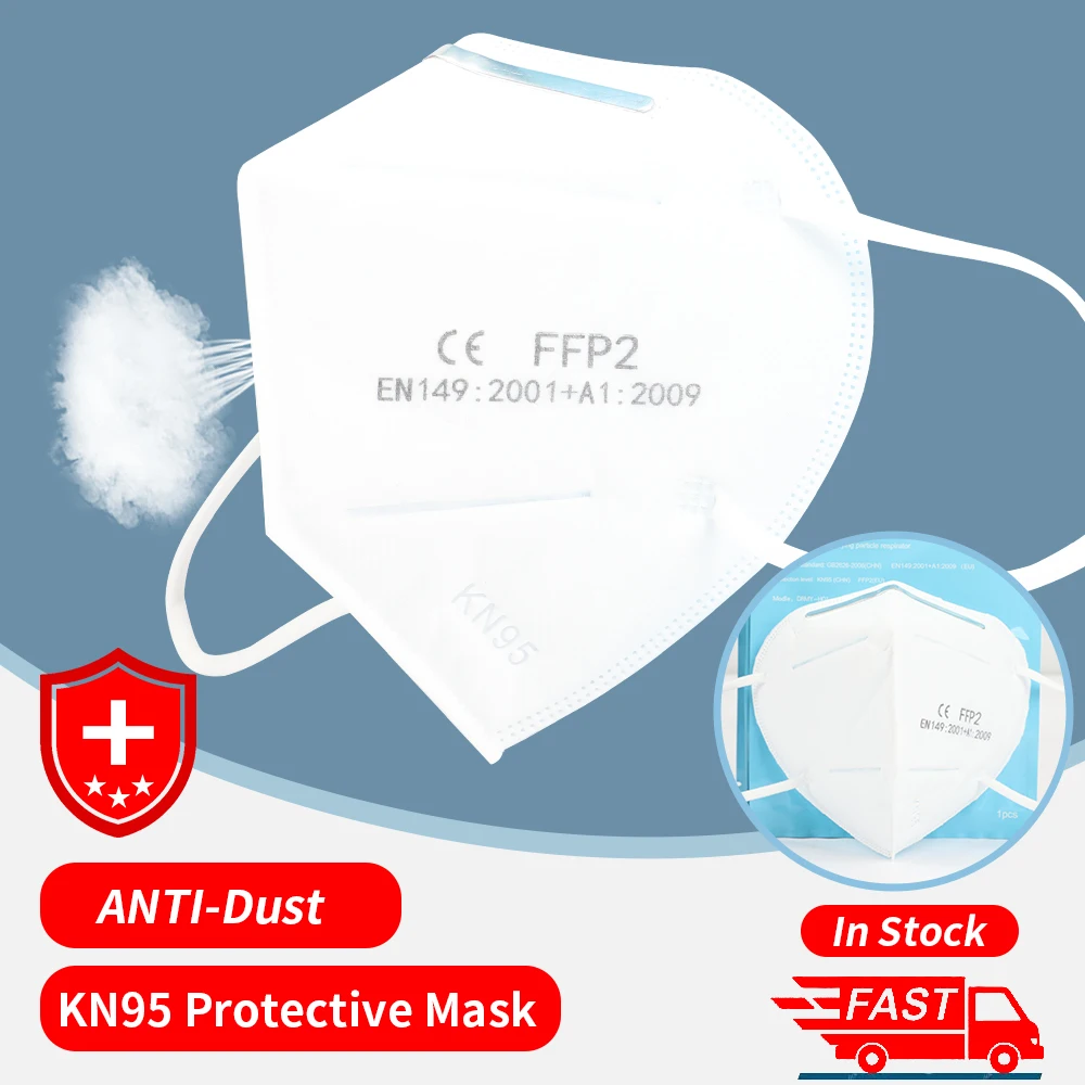 

Disposable Mask KN95 Face Mouth Mask Non-woven Protective Masks Dust Particles Pollution 1pc/pack FFP2 masque Fast Shipping
