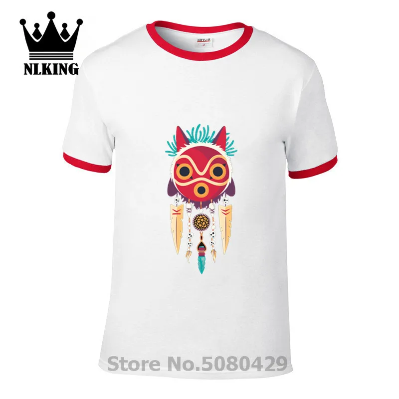 Парень таможня напечатала летние футболки Мононоке Harajuku Мужская с короткими