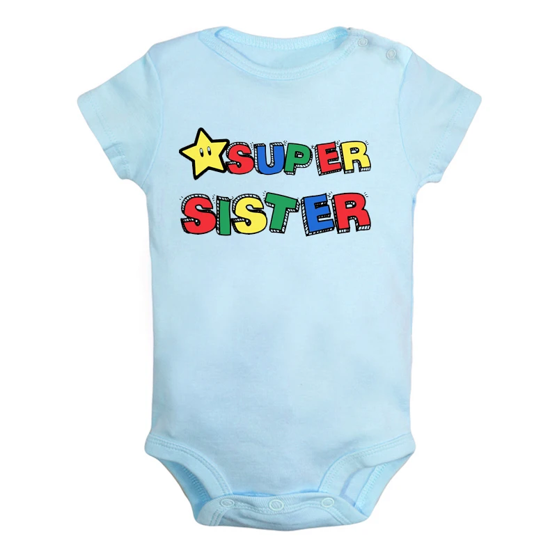 Одежда для новорожденных с милыми звездами и надписью «Super baby» для мальчиков и девочек, «Brother Sister», комбинезон с принтом для малышей, боди с короткими рукавами, хлопковая одежда