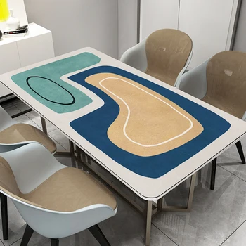 

[Leather Tablecloth] Nordic Modern Abstract PVC Dining Table Cushion Tea Table Tablecloth Waterproof Oil-Proof Heat Resistant