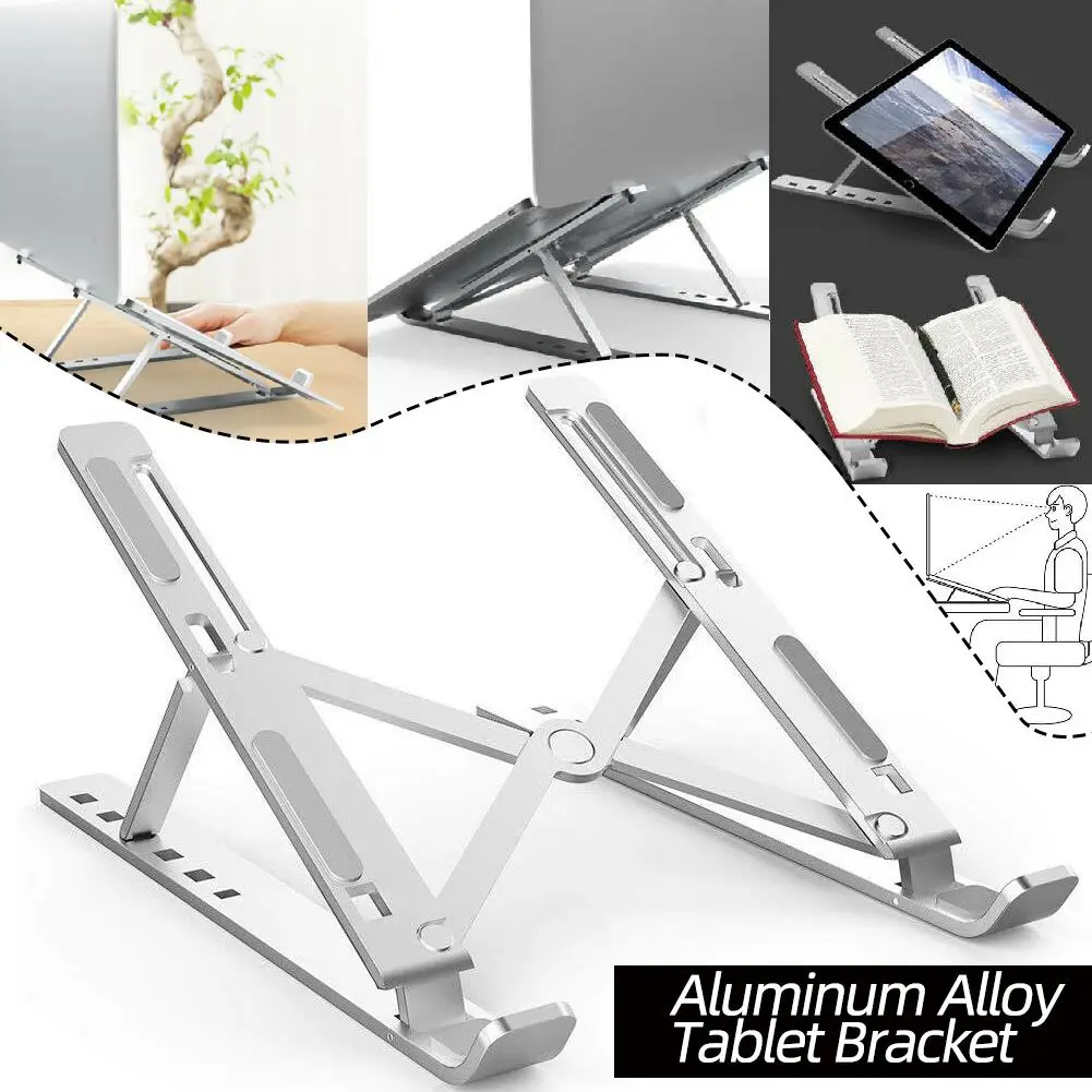  Portable Laptop Stand 6 Heights Adjustable Aluminum Desktop Ventilated Cooling Holder Folding Ultra