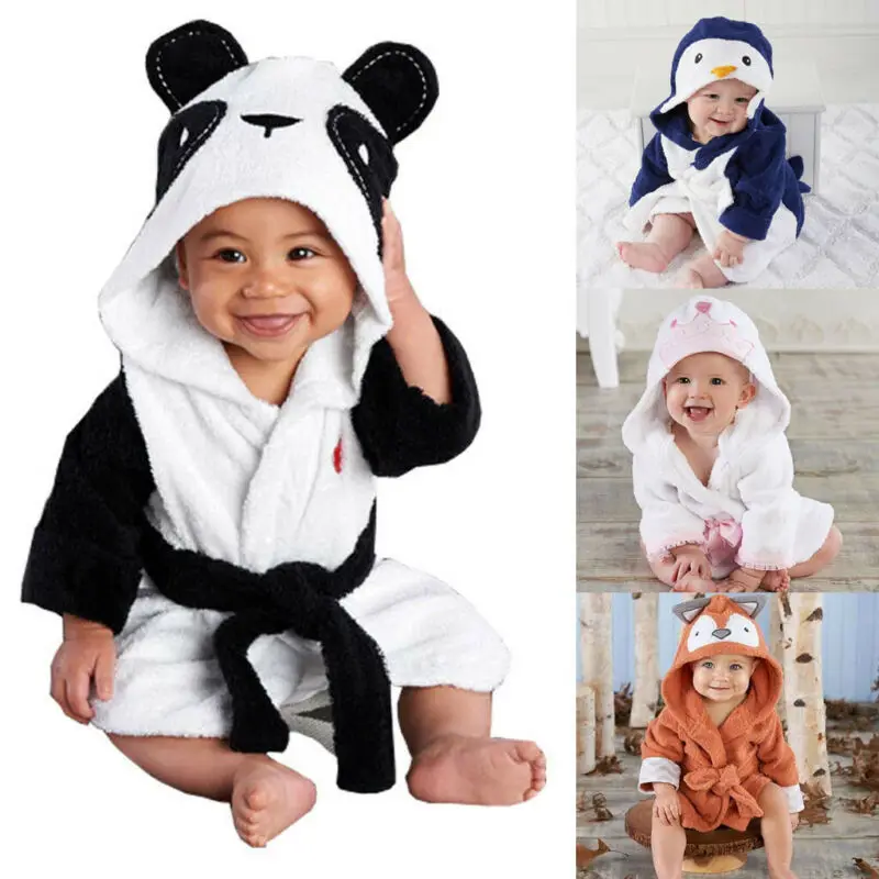 Lovely Baby Girls Cartoon Hooded Bathrobe Child Toddler Bathing Towel Robe Cute Winter Baby Clothing Sleepwear