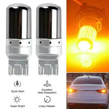 

High Quality 2pcs Set Chrome 7440 T20 Amber Canbus Error Free LED Lamp Bulb Turn Signal Light For Car Tools