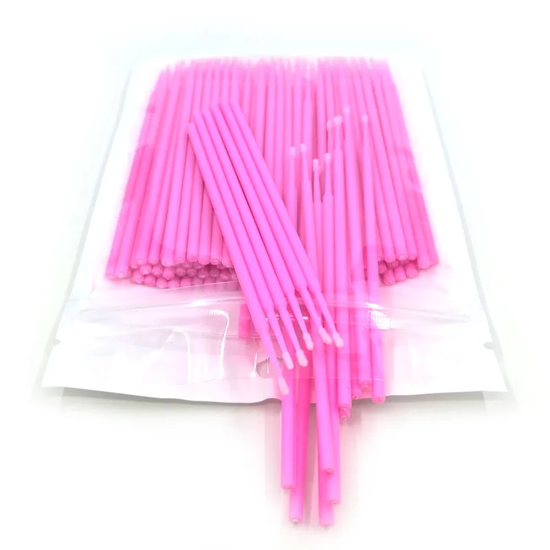 100pcs-Bag-Pink(M) 100 шт./лот, одноразовая щетка для ресниц, тампон, микрощетки, инструменты для наращивания ресниц, индивидуальные инструменты для удаления ресниц, Аппликаторы - Цвет: 100pcs-Bag-Pink(M)
