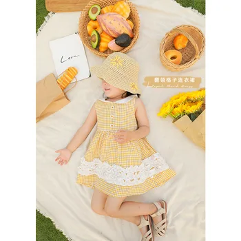 

2020 Korea Style Baby Girls Plaid Dress Summer Kids Girls Dresses 1-6 Years