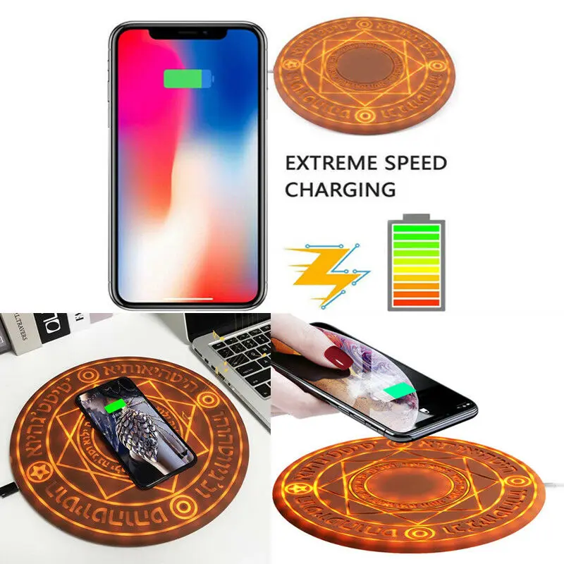 

Magic Array 10W Wireless Mobile Phone Charging Round Glowing Chargers Pad For IPhone Samsung Huawei Xiaomi