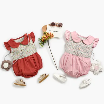 

Fashion Baby Rompers Summer Thin Cool Casual Floral Short Sleeve Rompers Baby Girls Boys Bodysuit Newborn Jumpsuit Red Pink