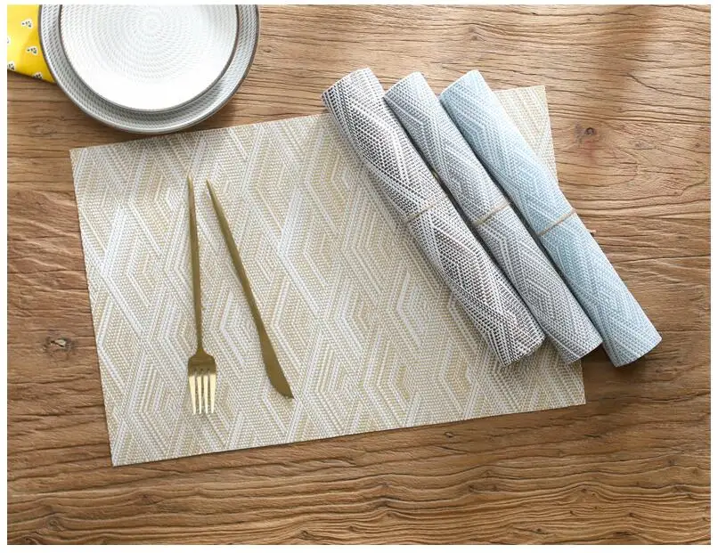 PVC Placemat Geometric Non-slip Pads Dinner Table Mat Mug Coffee Plate Cup Coaster Kitchen Table Decoration Accessories