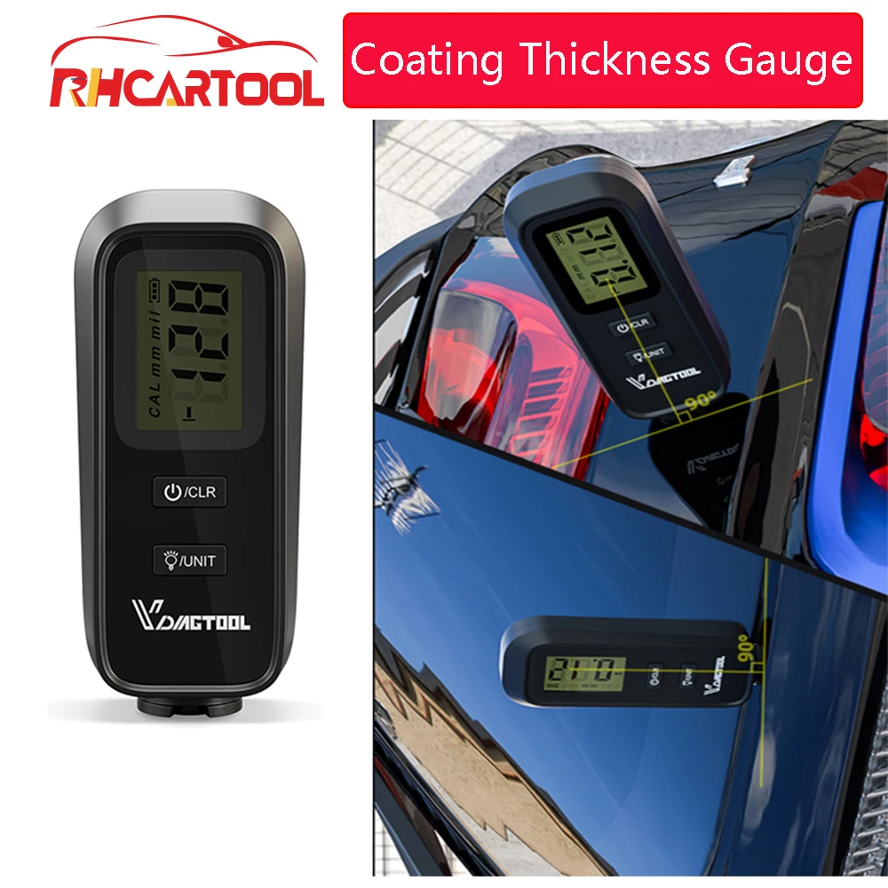 

VDIAGTOOL VC-100 OBD2 Digital Coating Thickness Gauge 1 micron/0-1300 Car Paint Film Thickness Tester Meter Measuring FE/NFE
