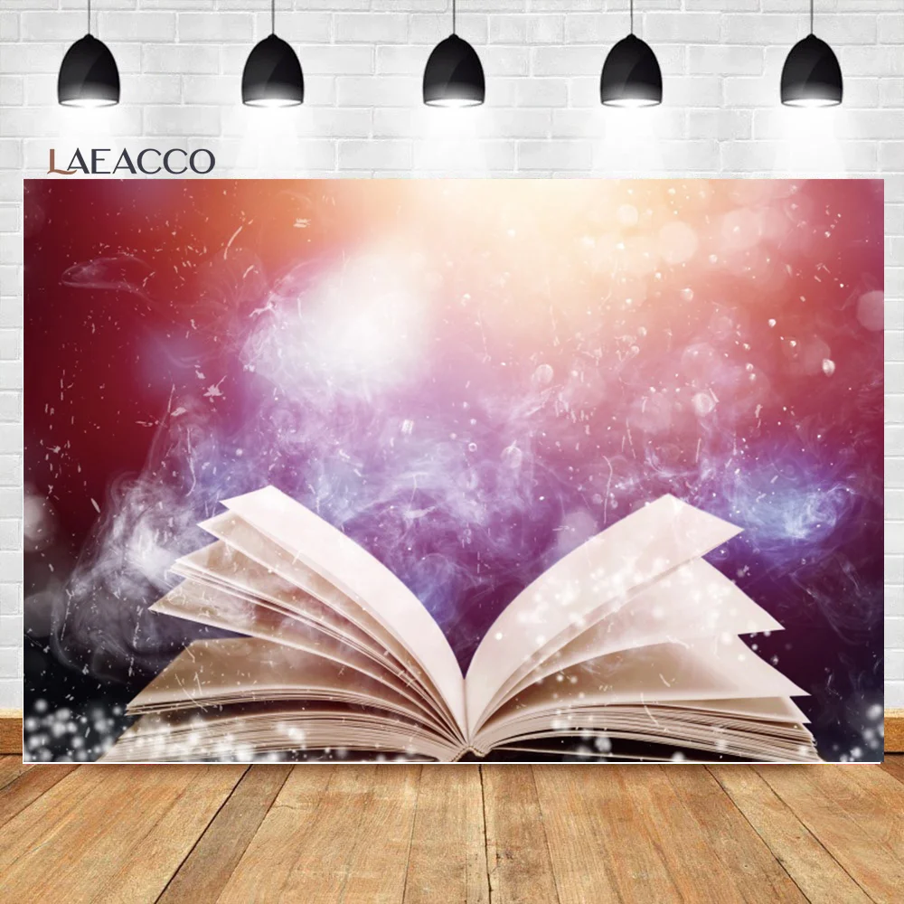 Laeacco Magic Books Photocall Photography Backdrop Fantastic Bokeh Fairy Tale Grimoire Kids Child Portrait Customized Background |