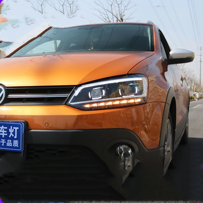 Автомобильный головной светильник в сборе для 11-18 Volkswagen Polo, головной светильник в сборе, ксеноновая лампа, светодиодный светильник дневного света