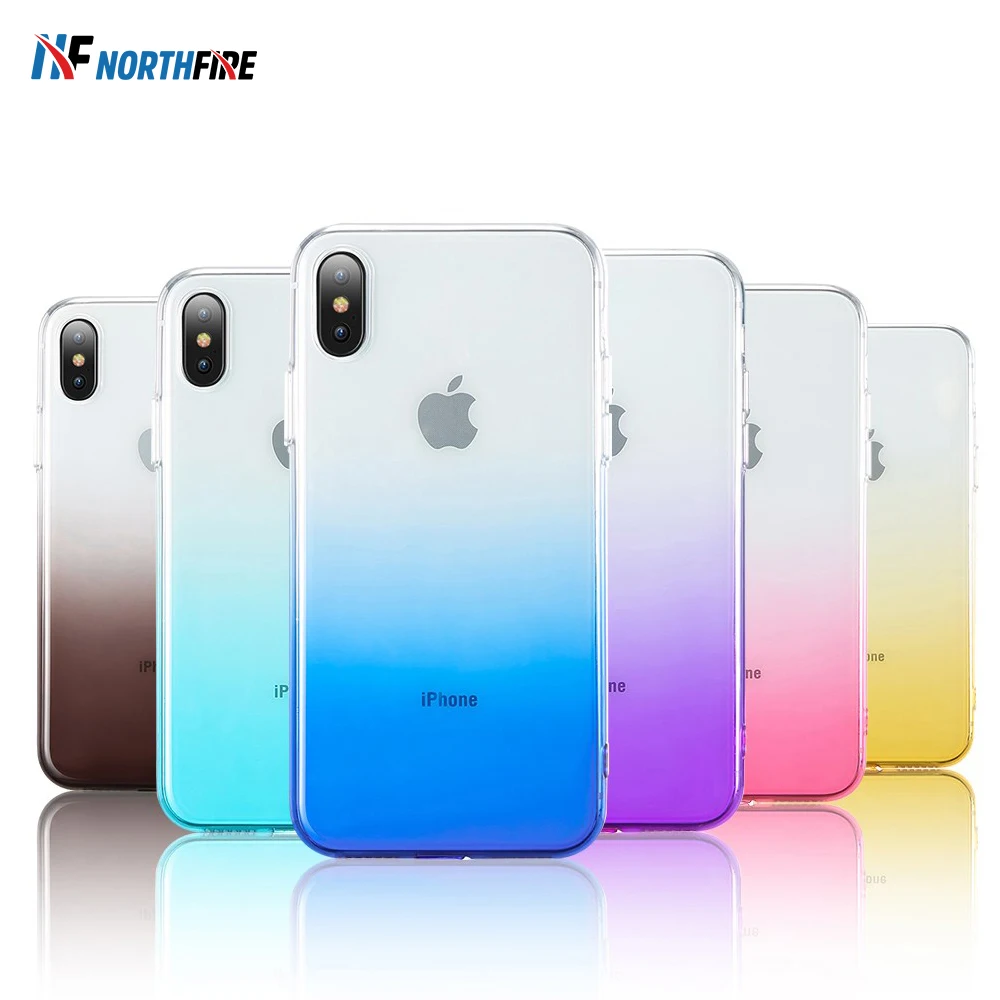 Градиентный чехол для iPhone 7 8 Xr X Двухцветный силиконовый XR Xs Max 6 6s Plus тонкий мягкий