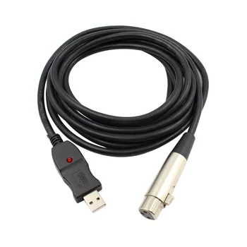 

Metal USB 2.0 Microphone Cable Driverfree Mic Link Converter Cord Audio Cable Connector Cords embedded A/D convert