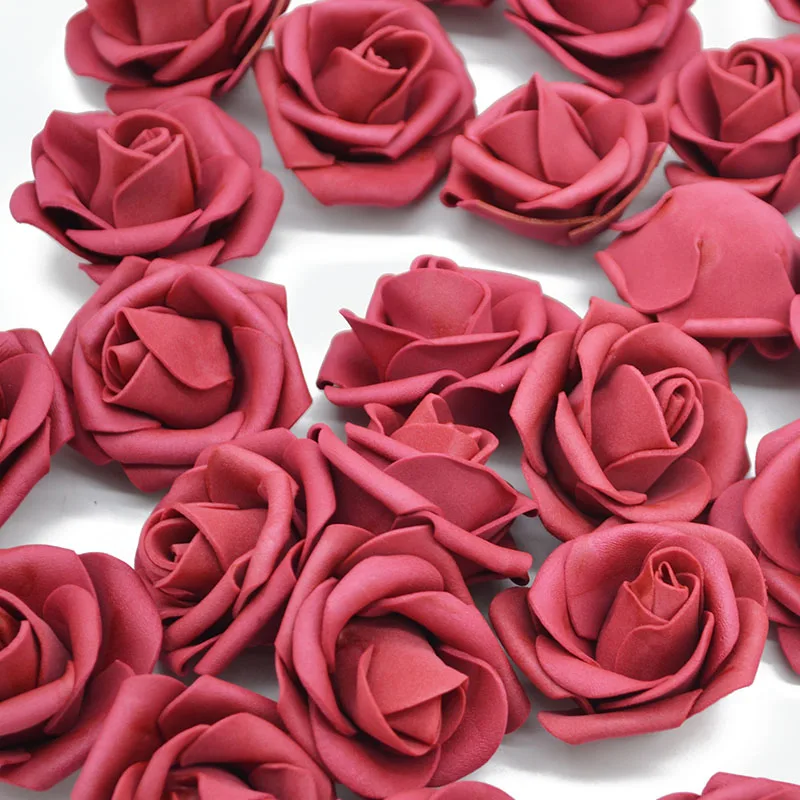 50pcs 4cm Foam Rose Flowers Head Artificial Bouquet Flowers for Wedding Home Decoration Festival Party DIY Scrapbooking Crafts 7