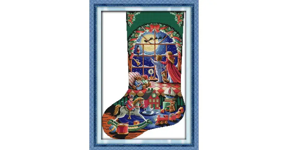 Must Be St. Nick Cross Stitch Stocking - Completed Cross Stitch — Charm  City Stitch