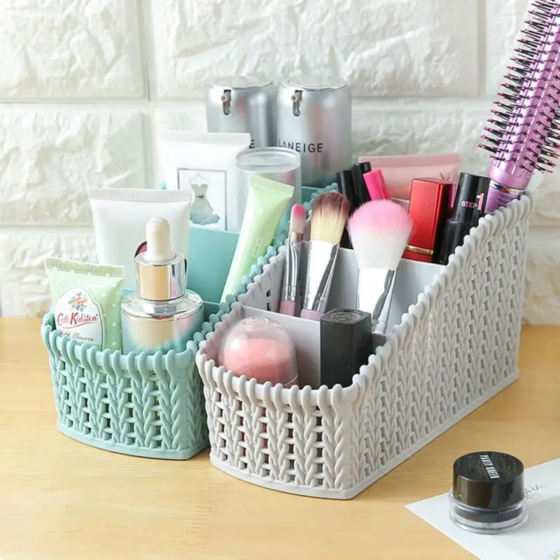 4 Grids Plastic Makeup Organizer Storage Box Cosmetics Storage Container Desktop Sundries Makeup Boxe For Bathroom Dropshipping