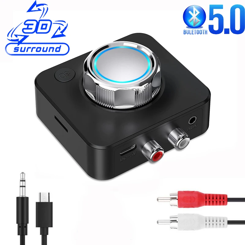 Bluetooth 5.0 Audio Receiver Sd Tf Card Rca 3.5mm Aux Jack Wireless 3d