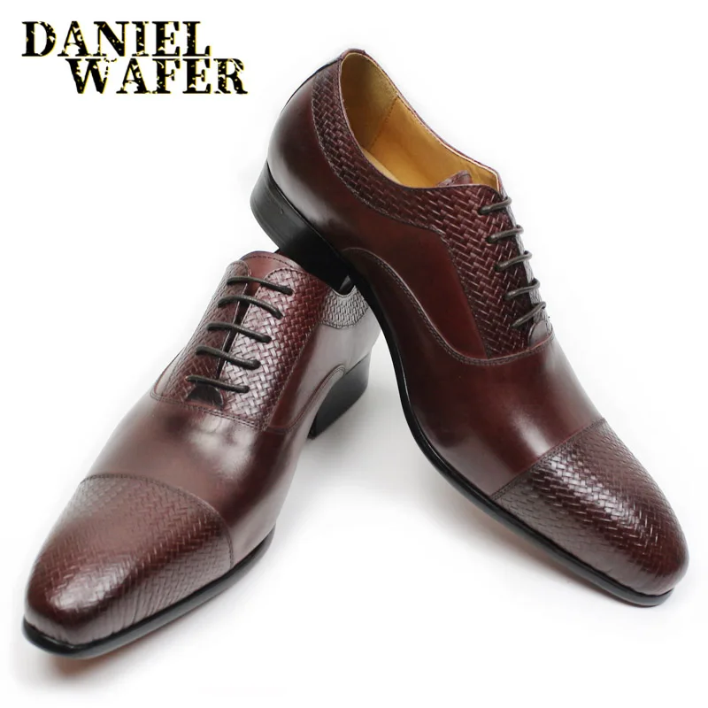 

MENS FORMAL SHOES GENUINE LEATHER LACE UP CAP TOE POINTED ITALIAN STYLE 2019 DRESS SHOES WEDDING OFFICE OXFORD SHOES FOR MEN