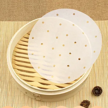 

6/7/8 Inches Bamboo Steamer Practical Cooking Paper Dim Sum Paper Non Stick Restaurant Kitchen Under Steam Mat Drop Ship