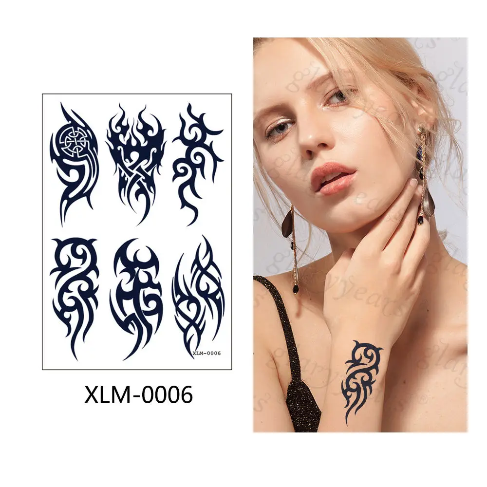 Яркие наклейки для татуировки с надписью «True to Life», водостойкие, боди-арт, гардения, синяя мода, похожие на настоящие татуировки для мужчин и женщин - Цвет: XLM-0006