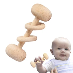 Hochet en bois de hêtre sans BPA pour bébé, anneau de dentition, hochet de berceau, jeu de gymnastique, jouet éducatif Montessori, 1 pièce 