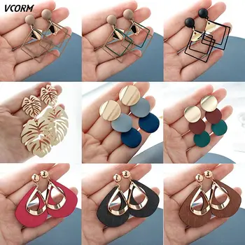 New Korean Acrylic Earrings For Women Statement Vintage Geometric Gold Dangle Drop Earrings 2020 Female Wedding Fashion Jewelry