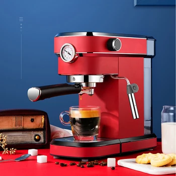

15bar Semi-automatic Espresso Coffee Machine Household Coffee Maker With Milk Steam Function 220V Red Color 850W