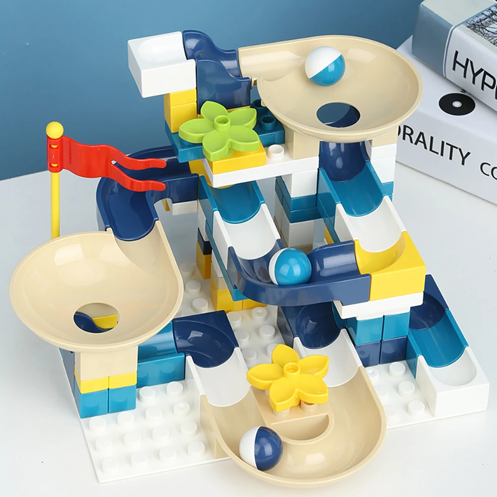 

New Marble Race Run Ball Duploed Building Blocks Compatible Funnel Slide Maze Track Block Duplo DIY Toy For Children Gift