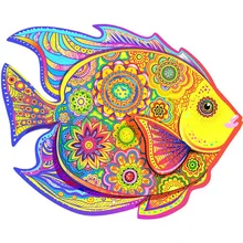 

New Kids Building Block Puzzle 100 200 300 Piece Brain Game Box Wooden Toy Gold Fish Pattern Gift Jigsaw Puzzle Dropshipping