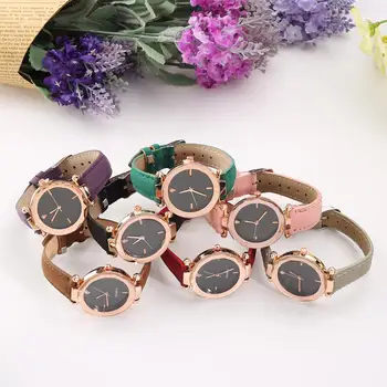 

Simple Style Faux Leather Strap Women Quartz Analog Wrist Watch Birthday Present horloge dames wrist watch Ladies Dress Watches