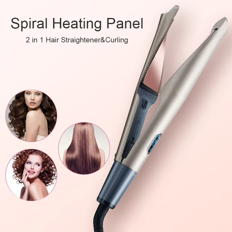 2in 1 выпрямитель волос палочка щипцы для завивки Турмалин Керамическая Регулируемая температура ЖК-дисплей цифровой дисплей щипцы для завивки волос Вэйвер ролик