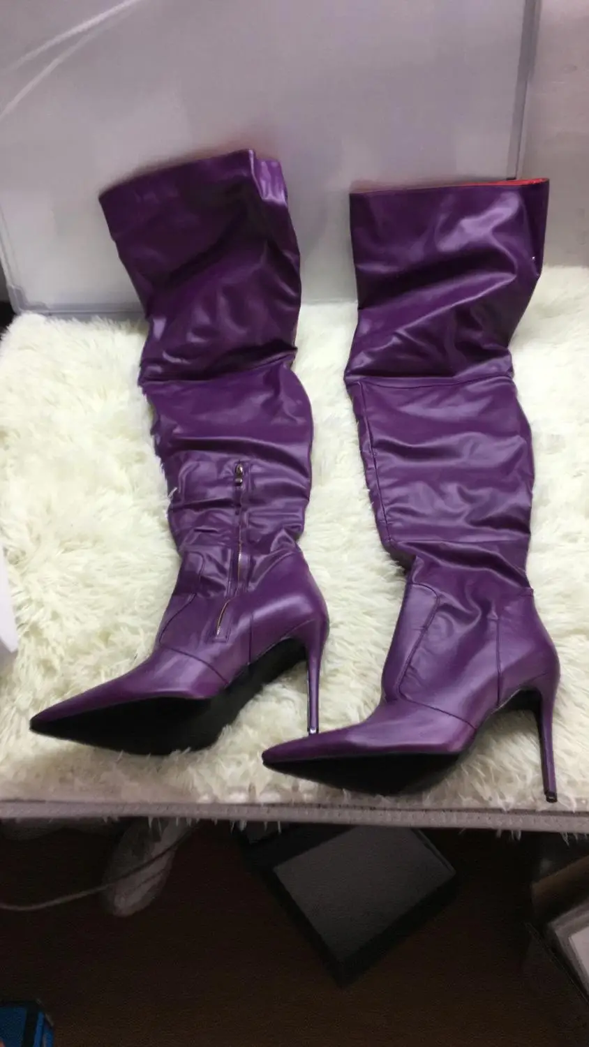 light purple thigh high boots
