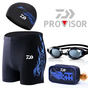 

Daiwa Men Print Swimwear Comfort Adult Dry Quick Swimsuit Swimming Goggles Cap Set Trunks Hat Eyewear Spa Bathing Fishing Pants