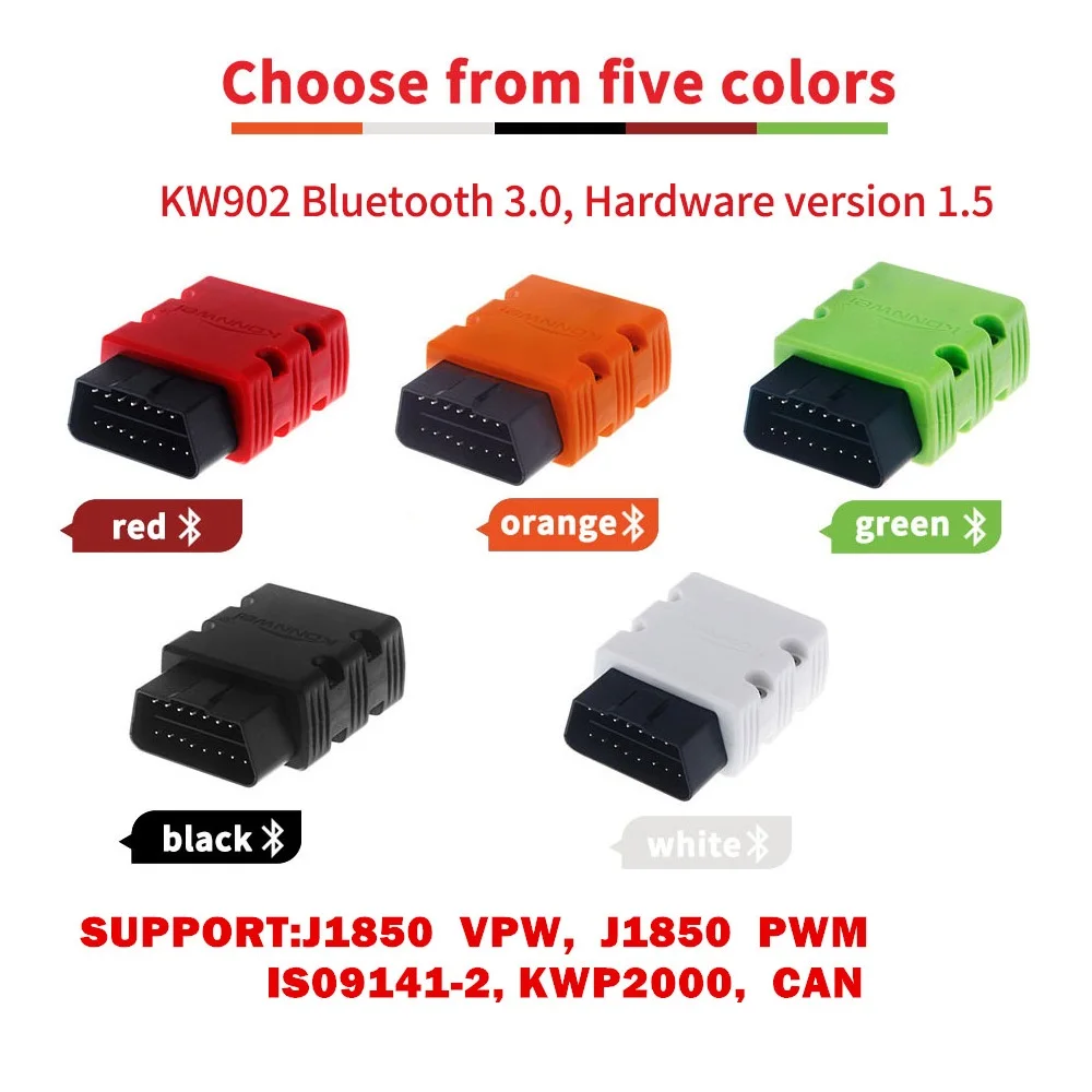 KONNWEI OBD2 сканер KW902 ELM327 V1.5 Bluetooth 3,0 Автосканер Elm 327 OBD 2 сканер кодов 1,5 лучше, чем ELM327 v2.1