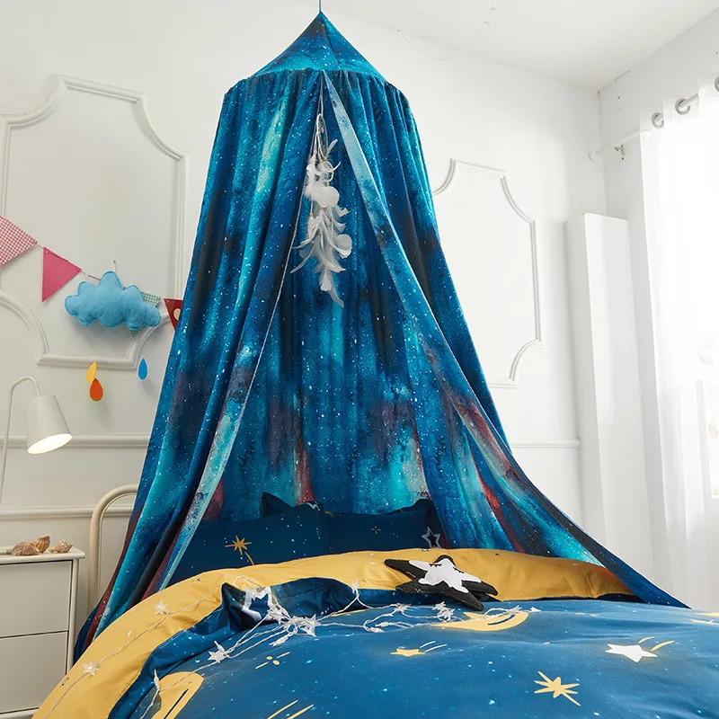 

Kids Bed Canopy Mosquito Net for Baby Crib Reading Nook Curtain Hideaway Hanging Round Tent Nursery Bedding Play Room Decor