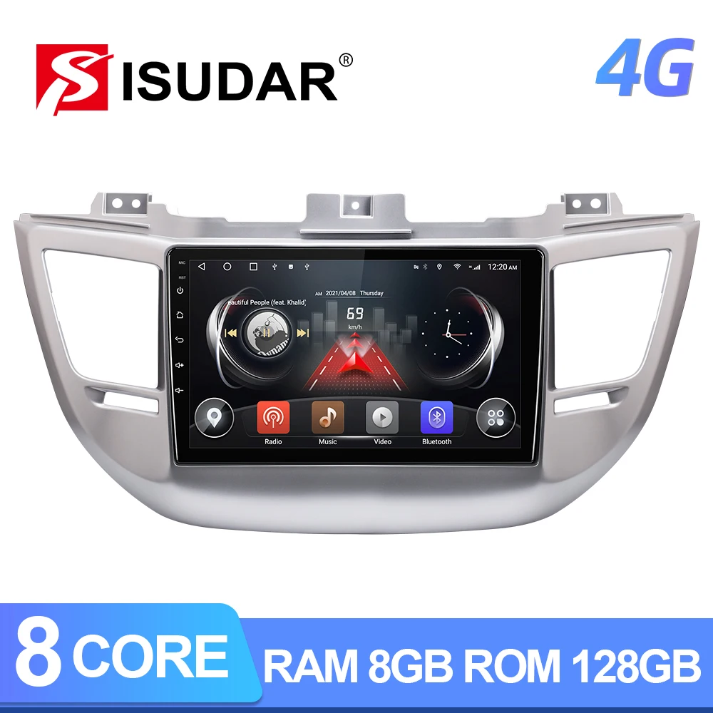 Автомобильный радиоприемник ISUDAR T72 4G Android 10 для Hyundai/Tucson 3 2015-2018 HD 1280*720