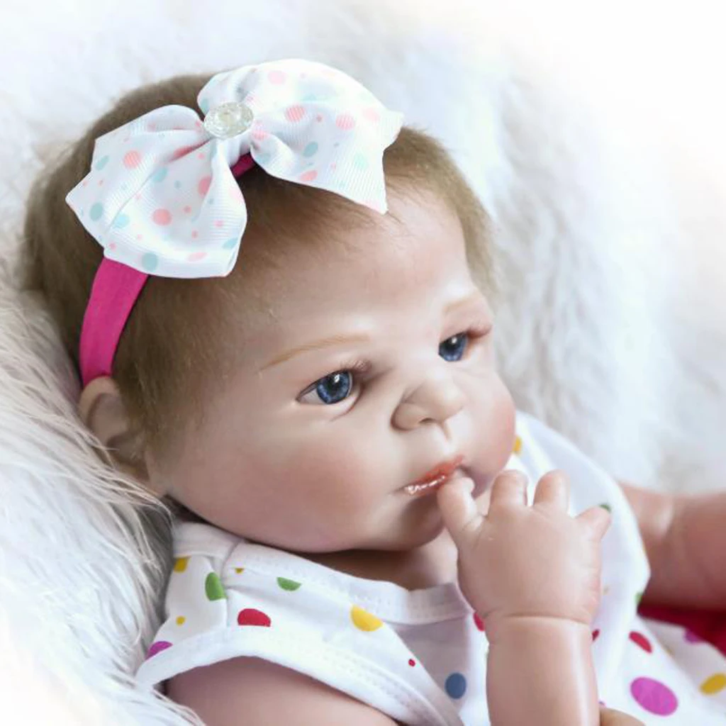 Real Life 18inch Reborn Baby Girl Doll Newborn Size Fake Toddler Doll – Hand Rooted Pure Mohair Hair and Hand-drawn Nails