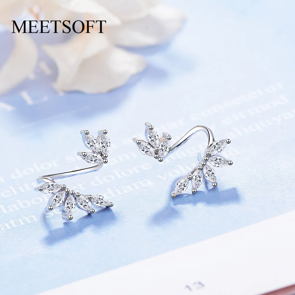 Женские серьги гвоздики MEETSOFT из стерлингового серебра 925 пробы с гипоаллергенным