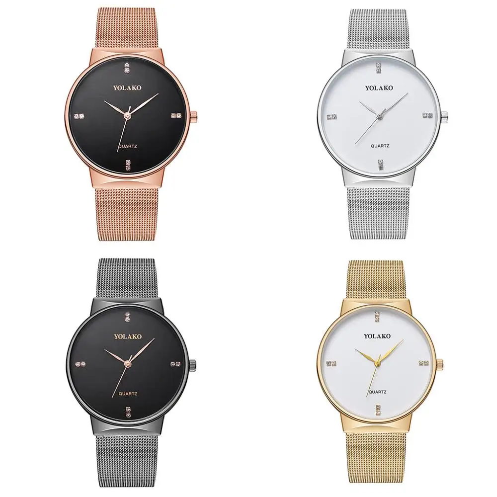 Топ бренд YOLAKO Пара часы для влюбленных модные Роскошные Алмазные часы из нержавеющей стали для влюбленных Reloj Mujer часы
