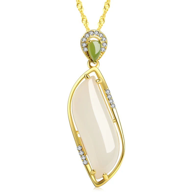 925 silver-encrusted and Tianyu White Jade pendants delicate gentle collarbone chain with certificate | Украшения и аксессуары