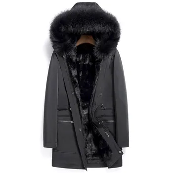 

Real Fur Coat Winter Jacket Men Natural Mink Fur Parka Men Fox Fur Collar Warm Parkas Plus Size 5xl Veste Homme Hiver MY1817