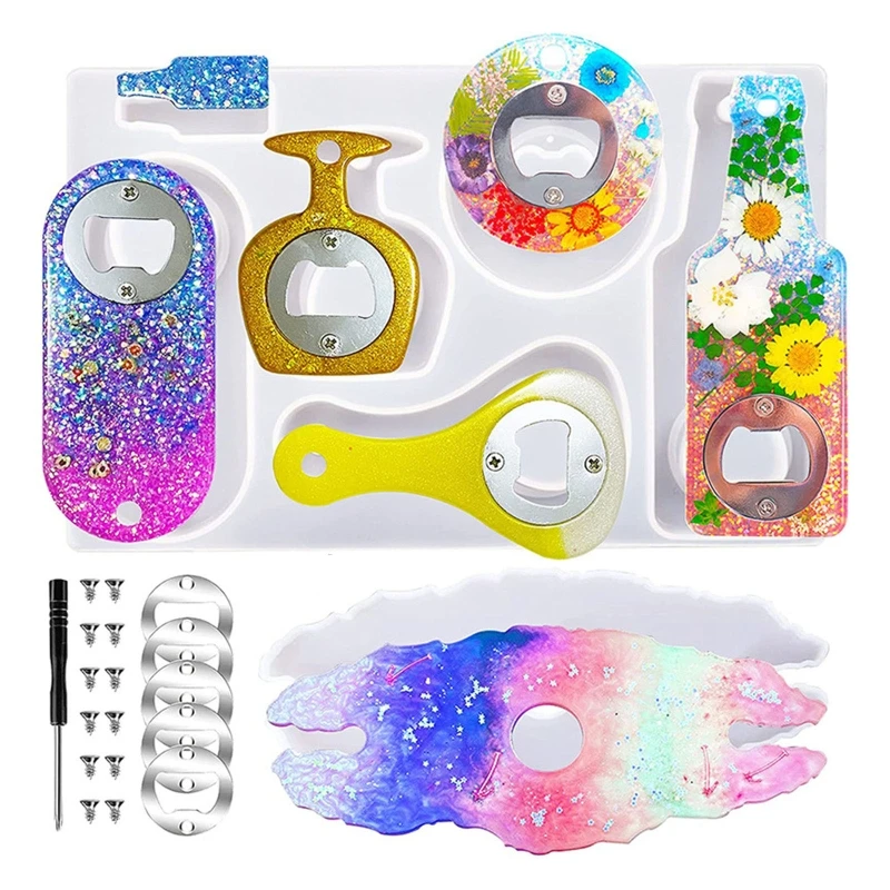 Silicone Beer Bottle Opener Resin Epoxy Mold Pendant Casting Mould Tool DIY Set Silicone Beer Bottle Opener Resin Epoxy Mold Pendant Casting Mould Tool DIY Set