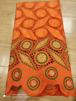 

African Dry Lace Fabric Bazin Riche Getzner 2020 Orange High Quality Lace Jacquard Brocade Nigerian Lace Fabrics Sewing