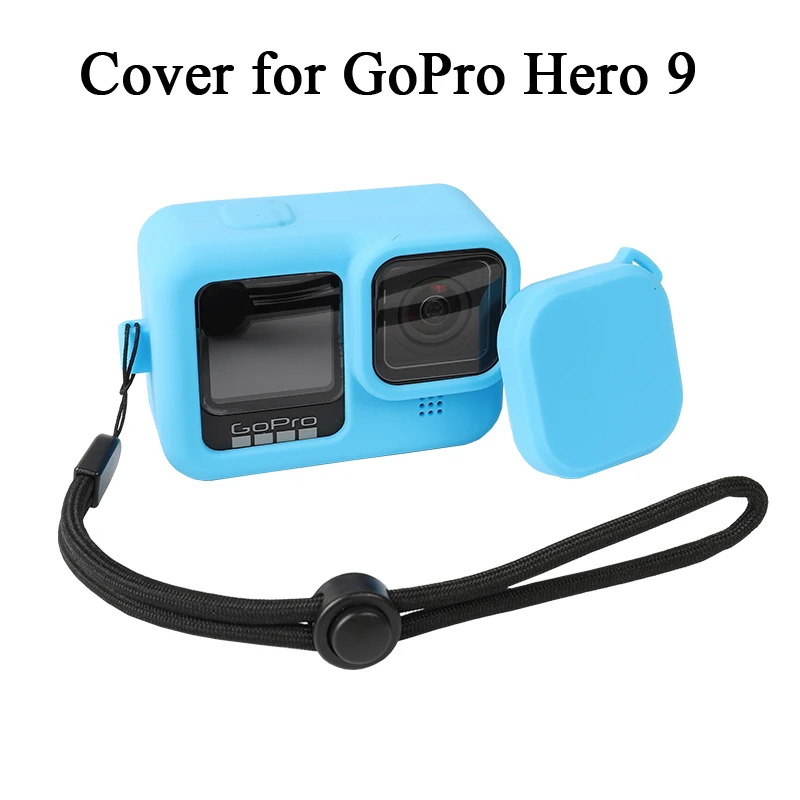 Silicone Housing Cover for GoPro Hero 9 with Lens Cap Black Lanyard