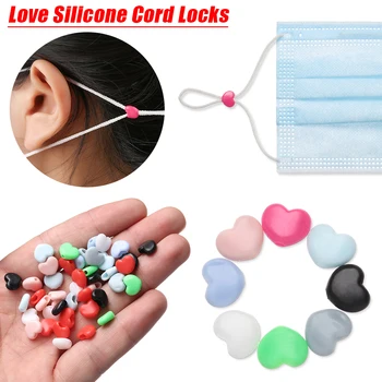 

50Pcs Adult Children Adjustable Colorful Love Silicone Cord Locks Non Slip Stopper Lanyard Buckle Drawstrings Toggles Accessorie